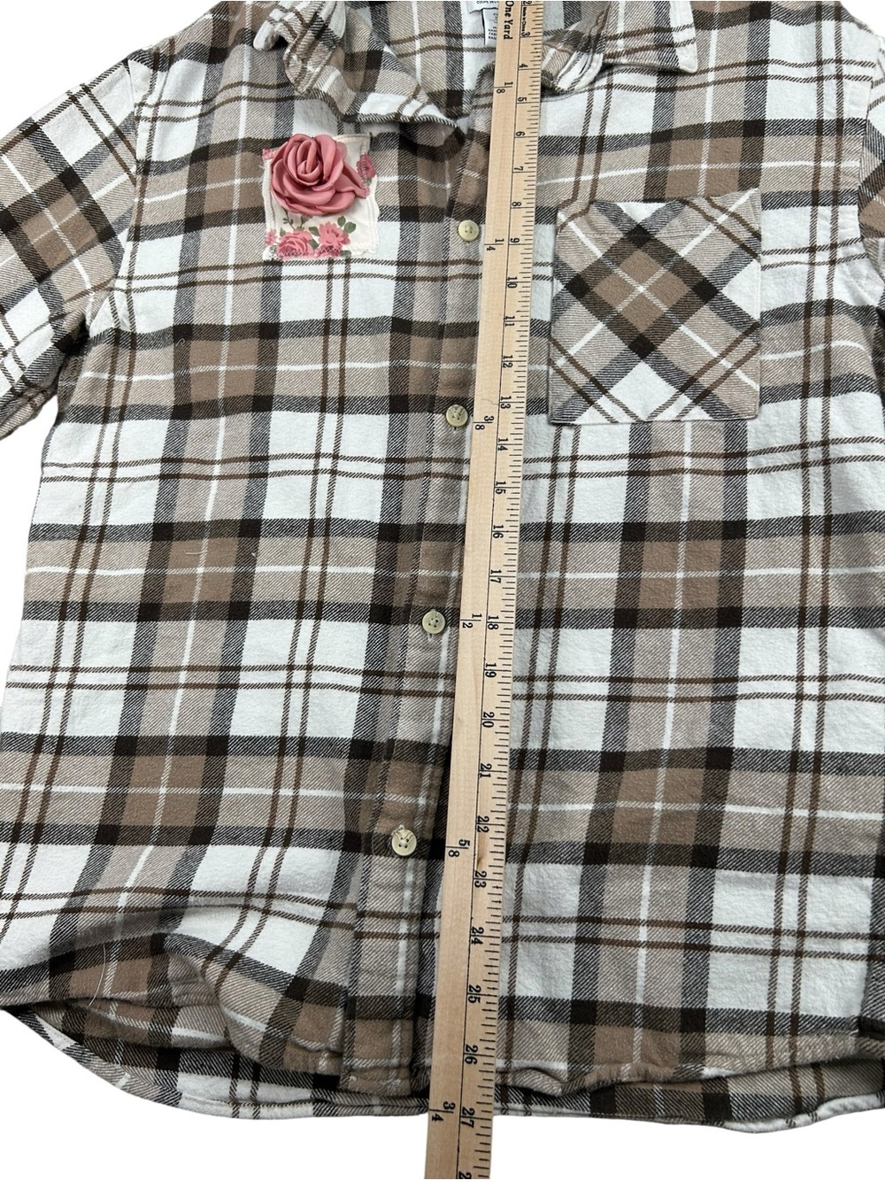 H&M Relaxed Fit Upcycled Flannel Shirt – Women’s Small | Handmade Floral Patchwo - Picture 6 of 13